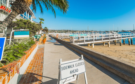 Balboa Island Seafront, Californiaの写真素材