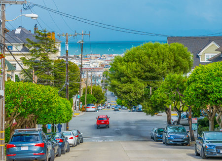 San Francisco bay seen from the city, Californiaの写真素材