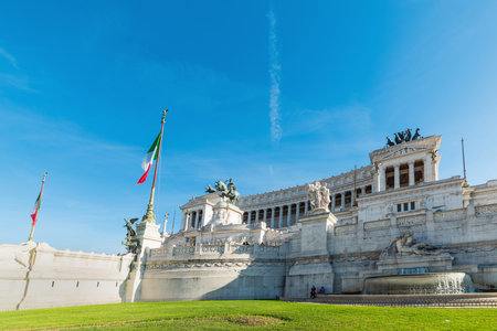 Altar of the fatherland in Piazza Venezia in Rome, Italyの写真素材