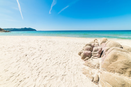 Rocks in Cala Monte Turno beach, Sardiniaの写真素材