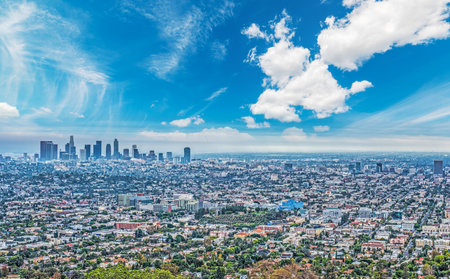 blue sky over Los Angeles, Californiaの写真素材