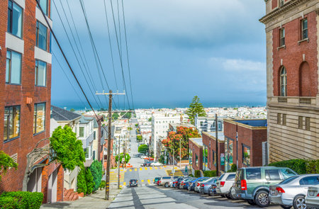 gray sky in San Francisco, Californiaの写真素材