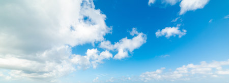 Blue sky with white clouds in the Caribbean