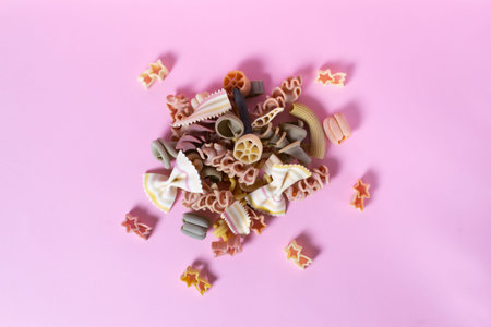 Italian pasta on pink