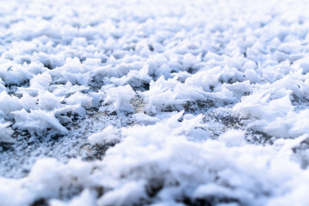 Abstract texture of ice and snow on the lake. Background texture. Horizontal orientation.の写真素材
