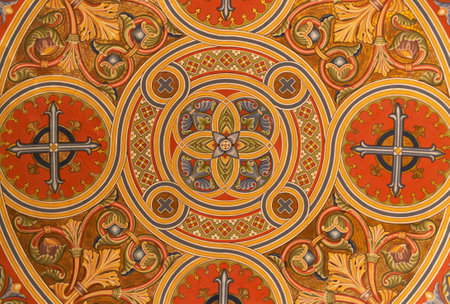 Chernivtsi, Ukraine - August 5, 2021. Ceiling in one of the corridors of the Chernivtsi University of the 19th century. UNESCO World Heritage Site.Residences of the Metropolitans of Bukovina and Dalmatia.のeditorial素材