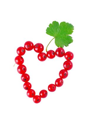 heart of red currant on a white background, isolatedの写真素材