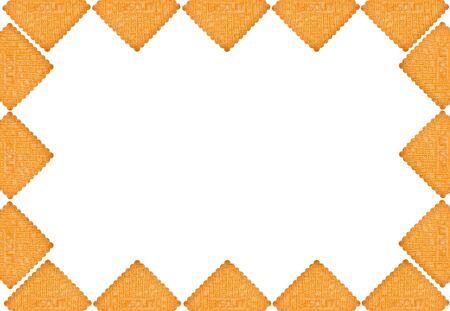 frame of cookies on a white backgroundの写真素材
