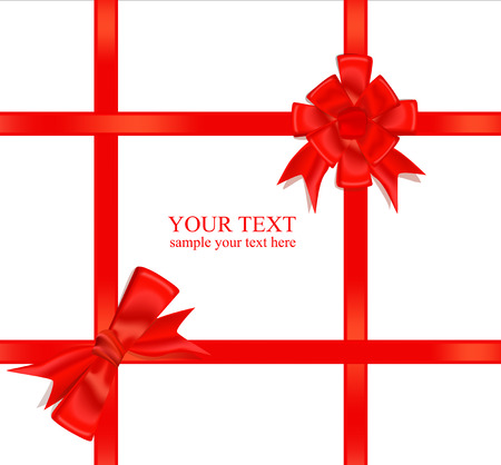 two festive bow and red ribbon on white backgroundのイラスト素材