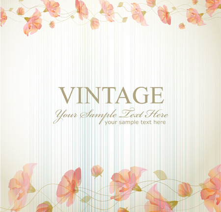 vector vintage background with flowersのイラスト素材