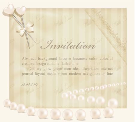 invitation retro background with ribbons, flowers, leaf, two heart のイラスト素材