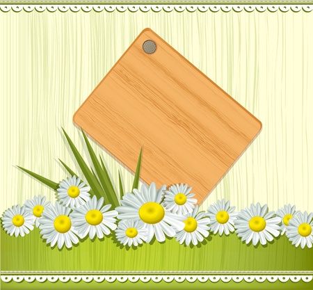 Vector greeting card with daisies and abstracts backgroundのイラスト素材