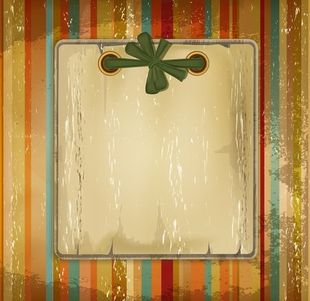 vector grunge old album with a bow on the striped backgroundのイラスト素材