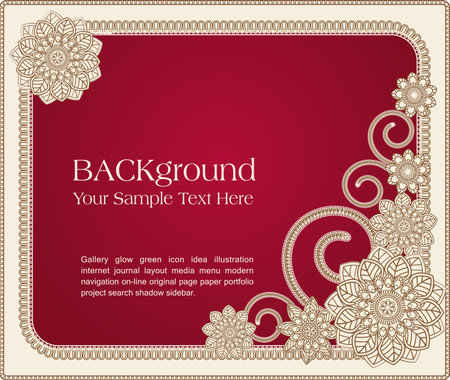  red vector  frame with floral patternsのイラスト素材