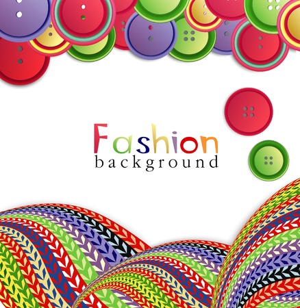 vector fashion background with ??knitting and buttonsのイラスト素材