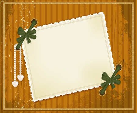 vector grunge background with a congratulatory card, bows and pearl pendantのイラスト素材