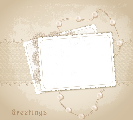 congratulation retro background with ribbons,pearls,bowのイラスト素材