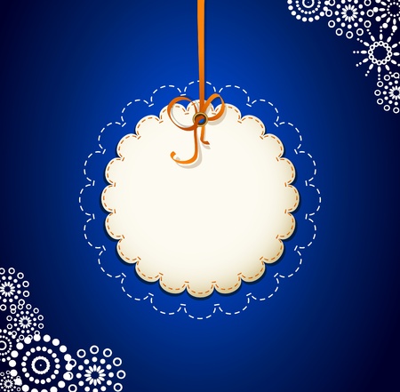  greeting card on a blue background with bowのイラスト素材