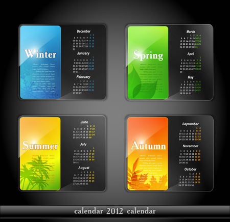 calendar 2012, with four seasonsのイラスト素材