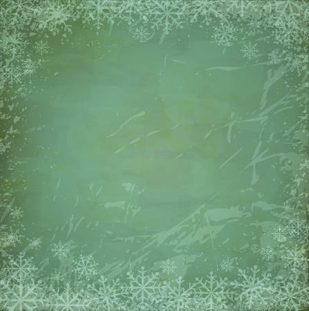 vector vintage,grunge Christmas background with snowflakesのイラスト素材