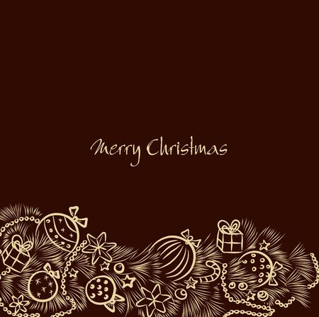 Christmas vector background with a golden garland handmadeのイラスト素材