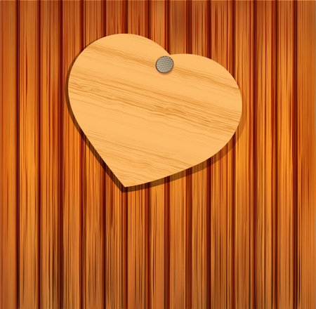 wooden heart on a wooden background for Valentineのイラスト素材