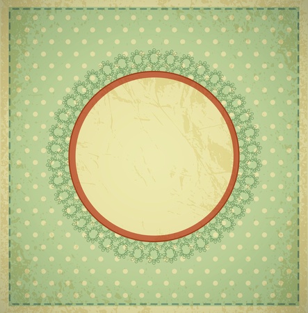 grunge, vintage background with a circular frame and laceのイラスト素材