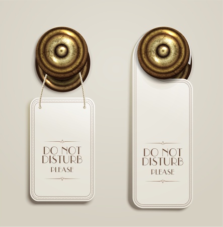 hotel handles with hanging signsのイラスト素材