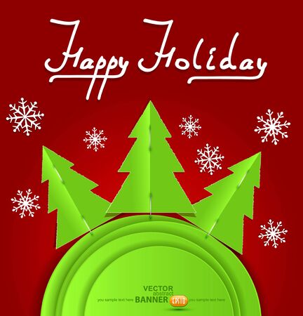 Christmas  background with three fir trees made of paperのイラスト素材