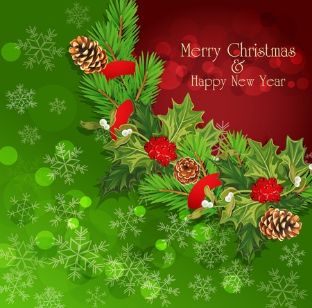 vector holiday background with Christmas garland, hallyのイラスト素材