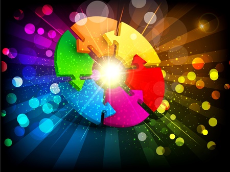 Vector bright and festive, the explosive background with the block diagram in the form of circular arrowsのイラスト素材
