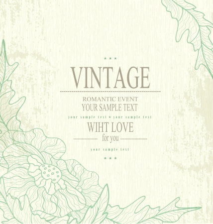congratulation vintage vector  background with drawing flowersのイラスト素材