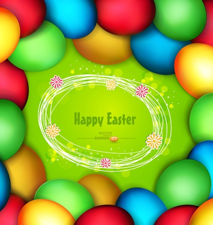 vector background with Easter eggsのイラスト素材