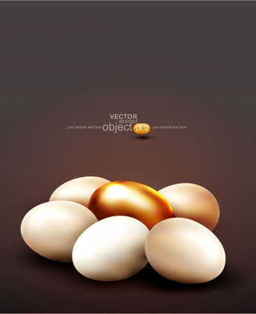 vector background with a golden egg surrounded by normal eggsのイラスト素材