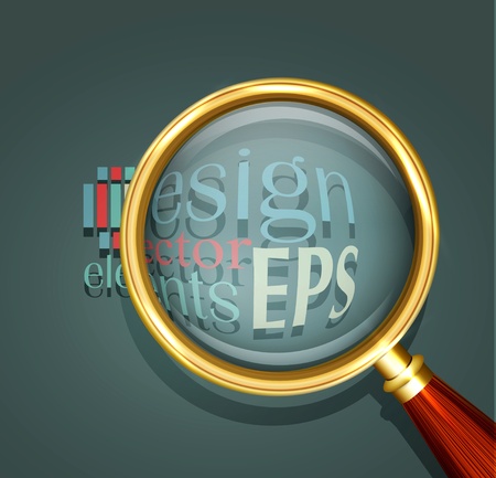 Icon magnifier with wooden handle close upのイラスト素材