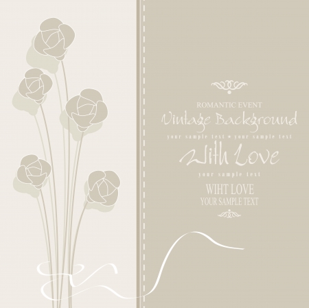 vector vintage background with flowers in pastel colorsのイラスト素材