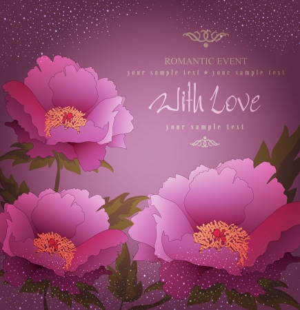 vector holiday background with peony flowersのイラスト素材