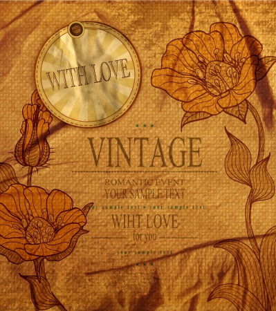 vintage romantic background with flowersのイラスト素材