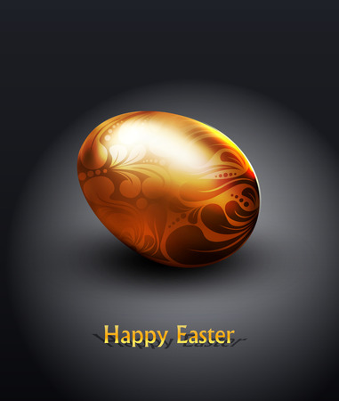 vector easter golden egg with ornamentのイラスト素材