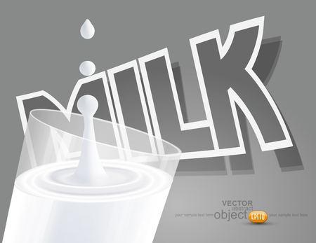 vector glass of milk on a gray background  black   white のイラスト素材