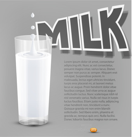 ector glass of milk on a gray background  black   white のイラスト素材