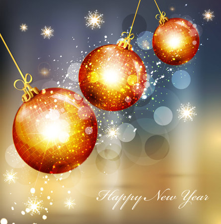 Vector Christmas background with glass ballsのイラスト素材