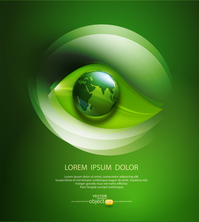 vector abstract background for ecological design with a leaf, a drop and globÐµのイラスト素材