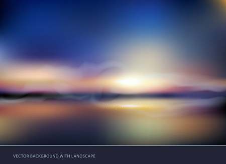 vector seascape with sunsetのイラスト素材