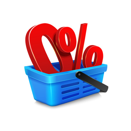 vector shopping cart with a "zero percent" within the basketのイラスト素材