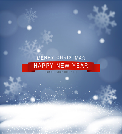 Vector Christmas background with snow and snowflakesのイラスト素材