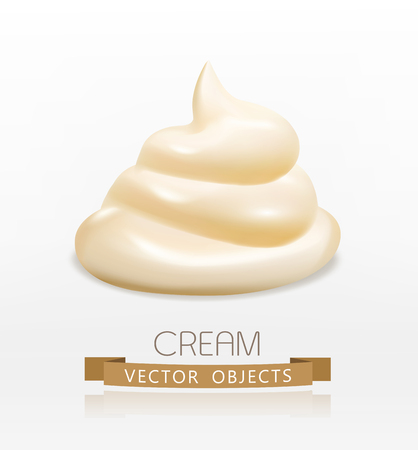 handful cream (mayonnaise) swirl, isolated on white backgroundのイラスト素材