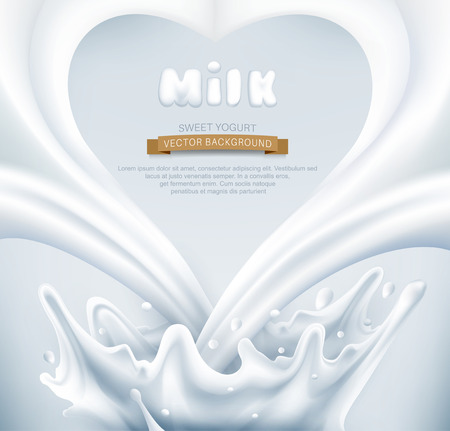 vector. Milk splash in the form of heart on a gray backgroundのイラスト素材