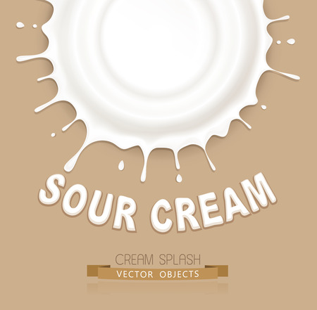 vector isolated splash of sour cream on a brown backgroundのイラスト素材