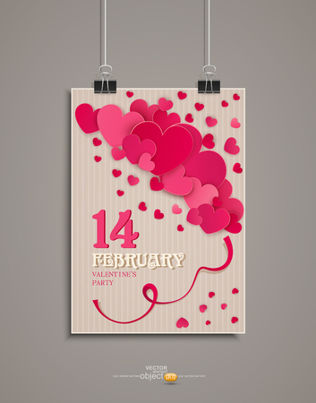 Festive background Valentine's Day. Vintage. Template for postcards with many hearts.のイラスト素材